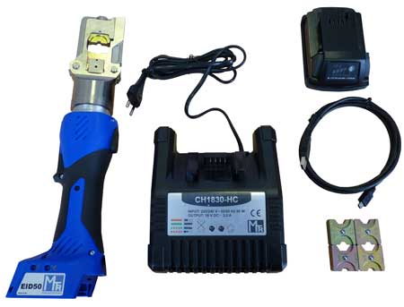 The EID50 is supplied as a kit and includes a battery and charger in addition to the crimping tool